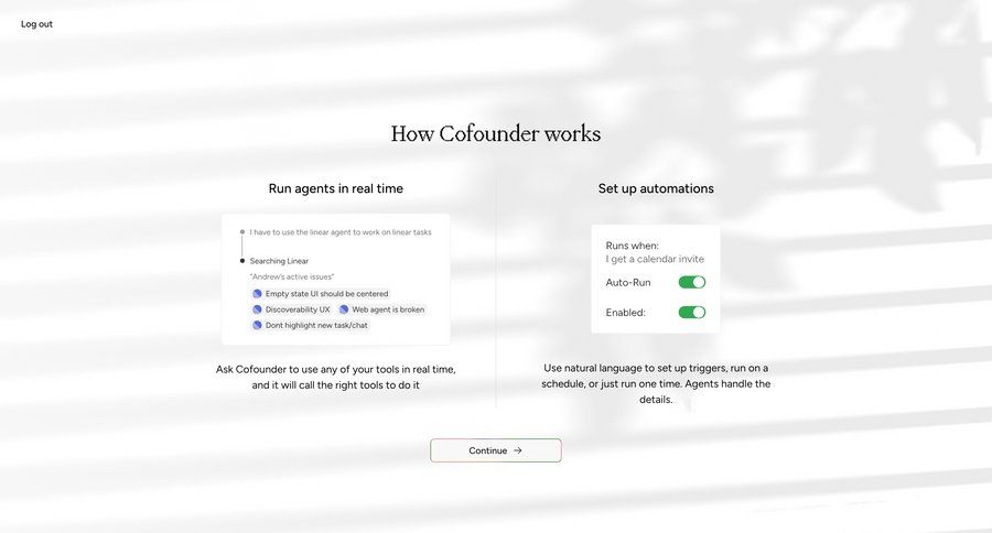 Cofounder screen example