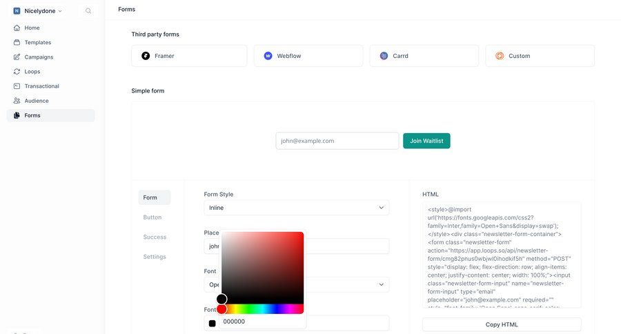 Loops screen example