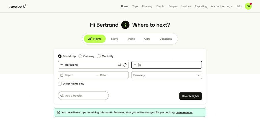 Travelperk screen example
