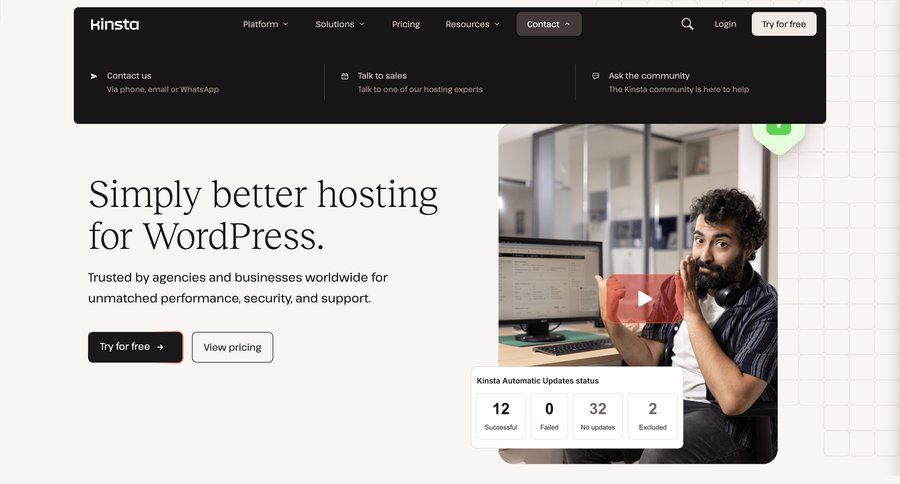 Kinsta
				dropdown & other states page example