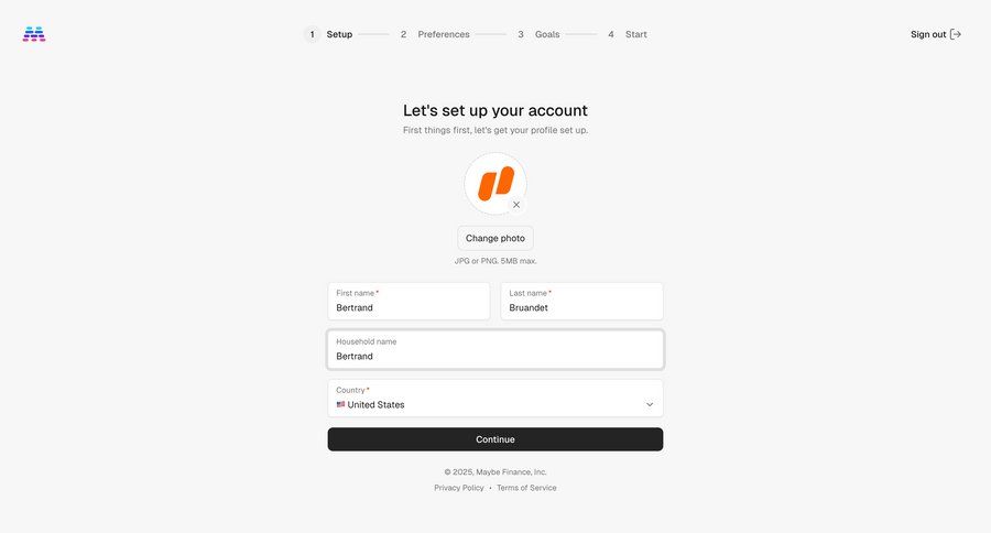 Maybe Finance screen example