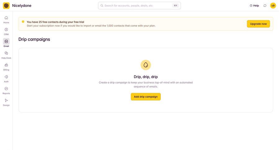 Outseta
			 dashboard sidebar navigation full-screen layout campaign management create campaign creation ui page example