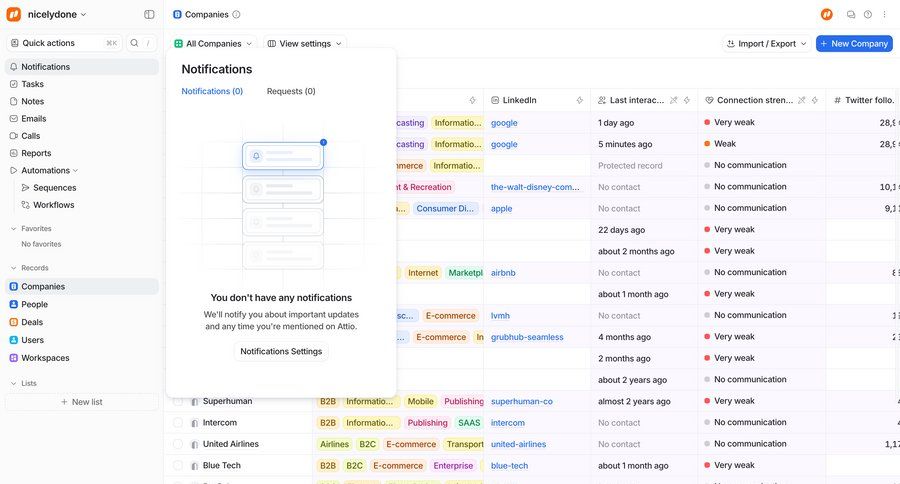 Attio
				settings ui page example