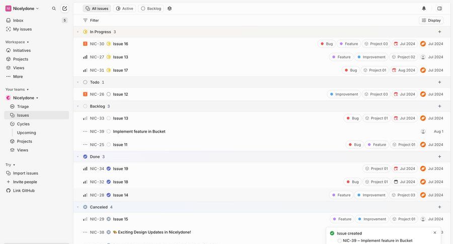 Reflag
			 task management project management issue tracking ui page example