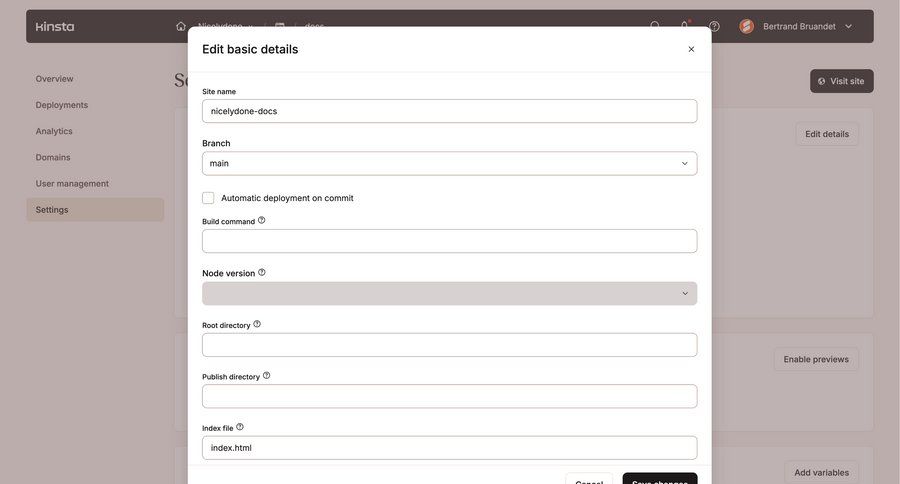 Kinsta screen example