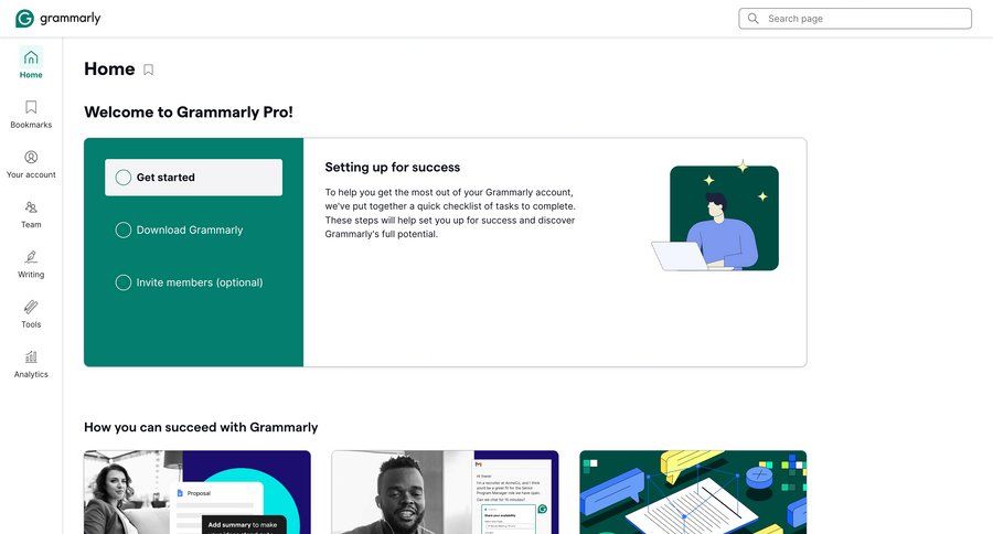 Grammarly screen example