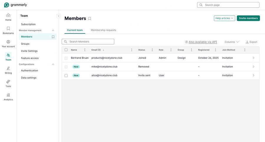 Grammarly screen example