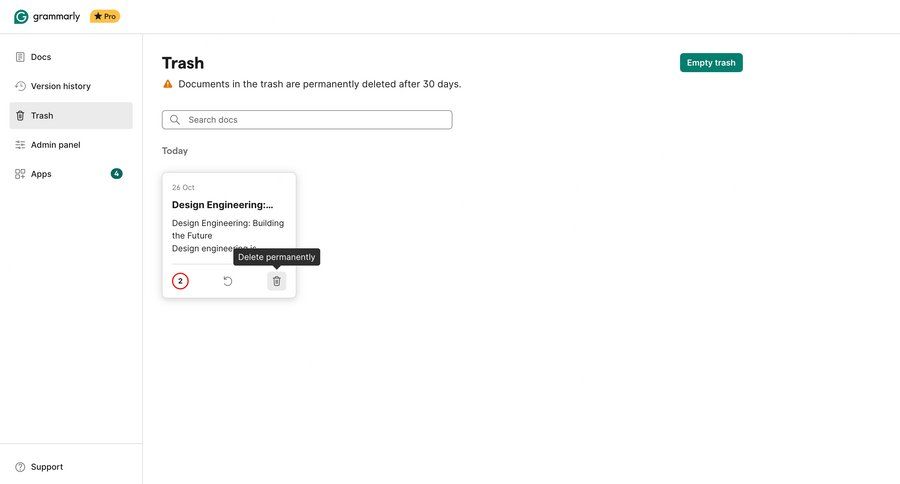 Grammarly screen example