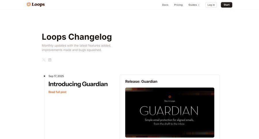 Loops
				changelog ui page example