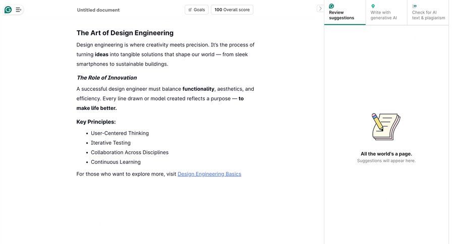 Grammarly screen example