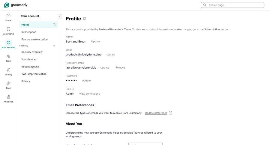Grammarly screen example