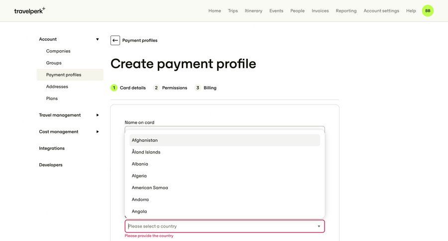 Travelperk screen example