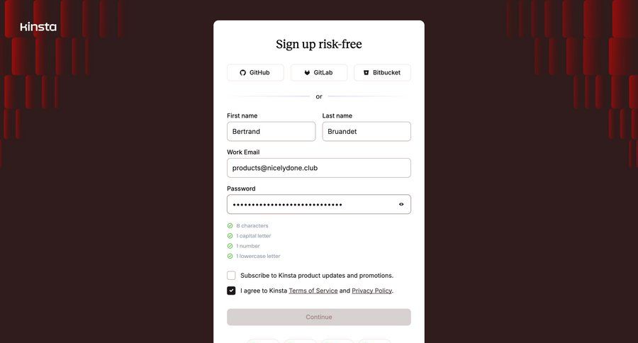 Kinsta screen example