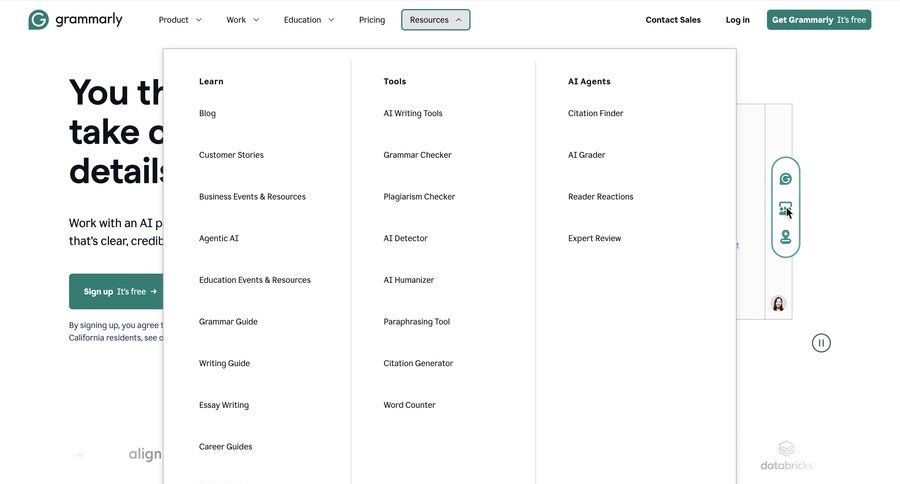 Grammarly
				dropdown & other states ui page example