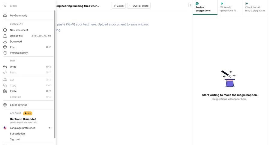 Grammarly screen example
