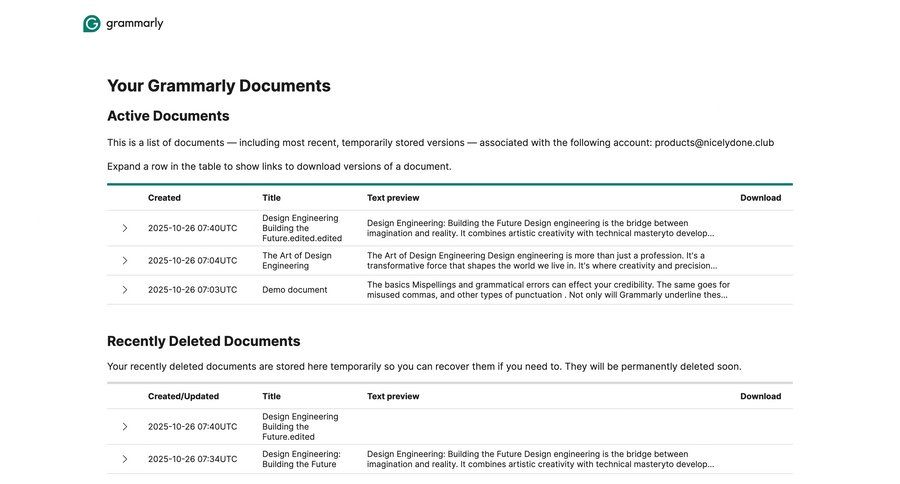 Grammarly screen example