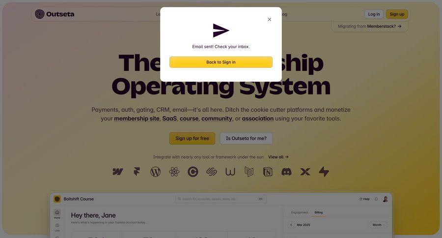 Outseta screen example