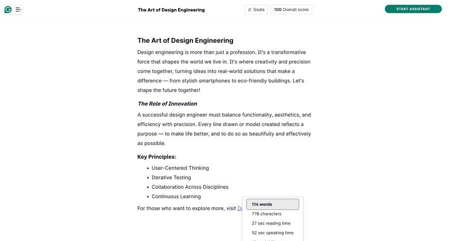 Grammarly screen example