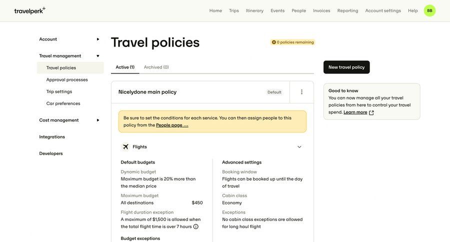 Travelperk screen example