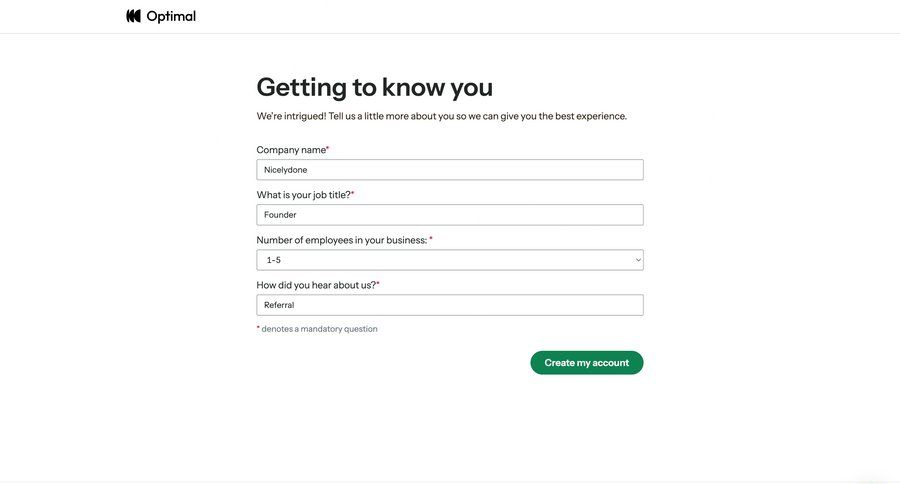 Optimal screen example
