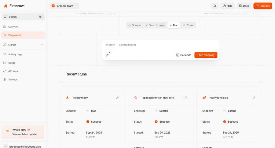 Firecrawl
			 dashboard sidebar navigation data mapping data analytics sidebar alert table ui page example