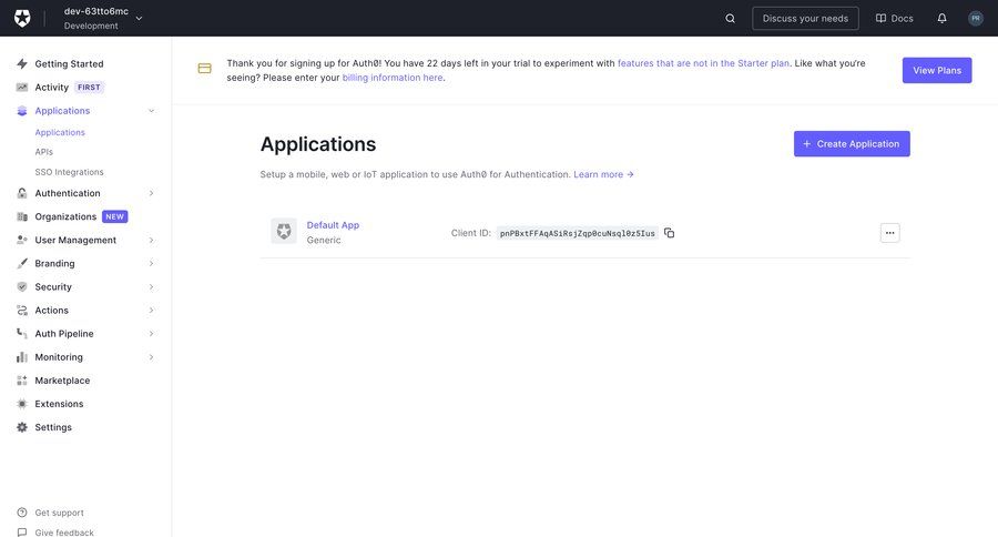 Auth0 screen example