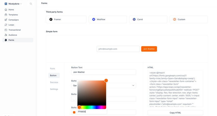 Loops screen example