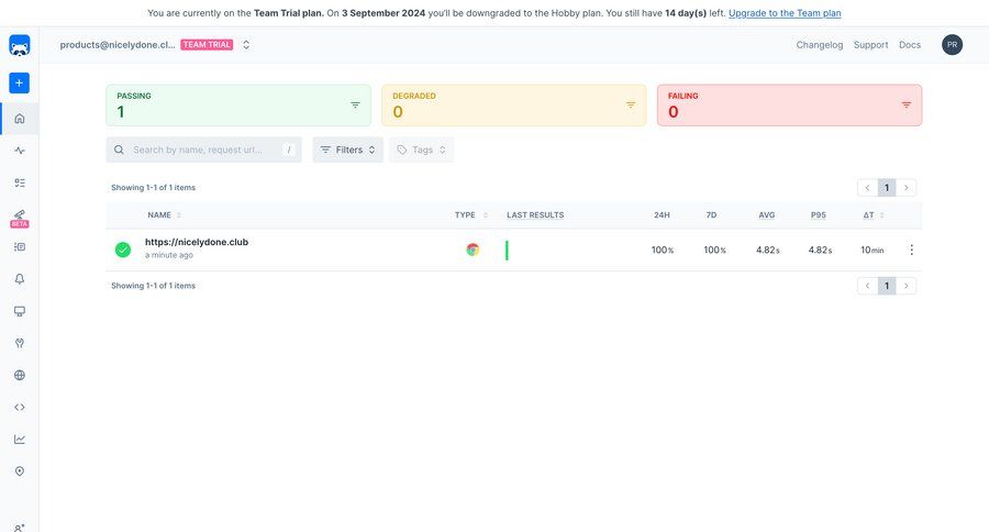 Checkly
				home page example