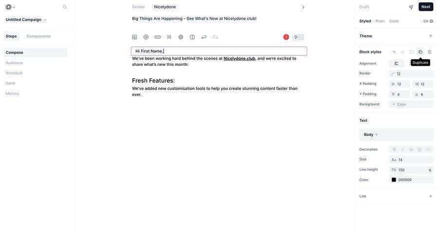 Loops screen example