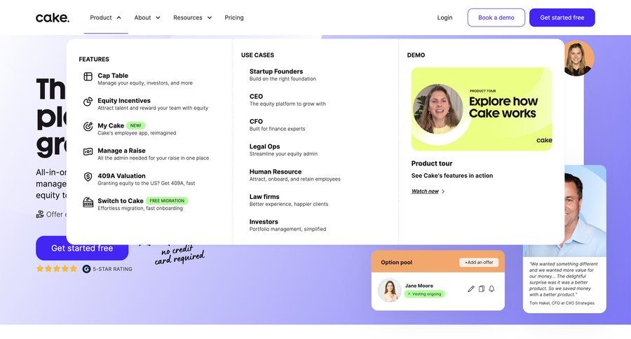 Cake
				dropdown & other states page example
