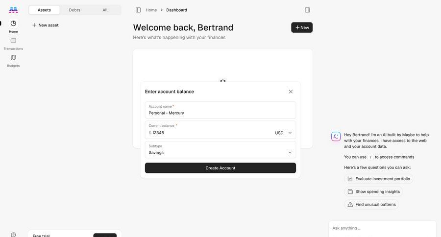 Maybe Finance screen example