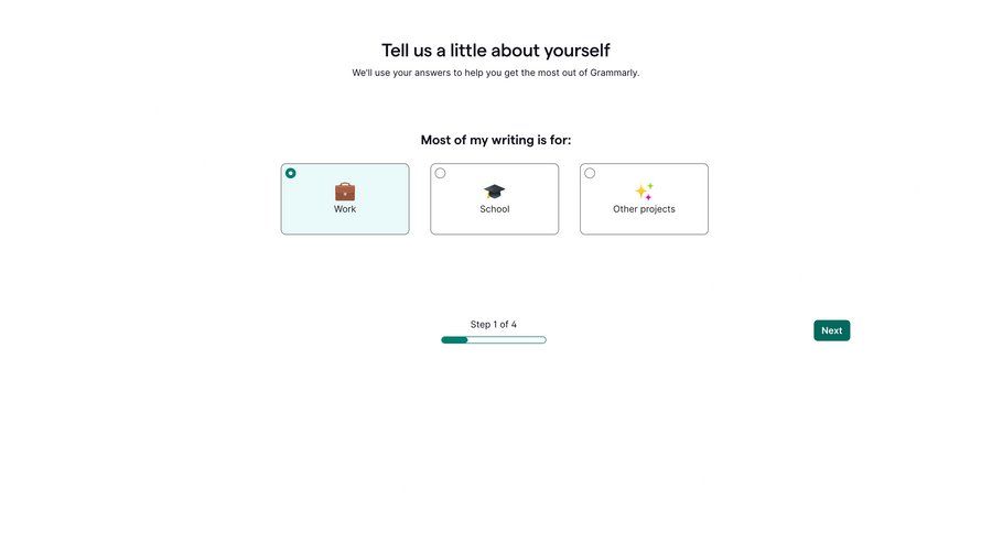 Grammarly screen example