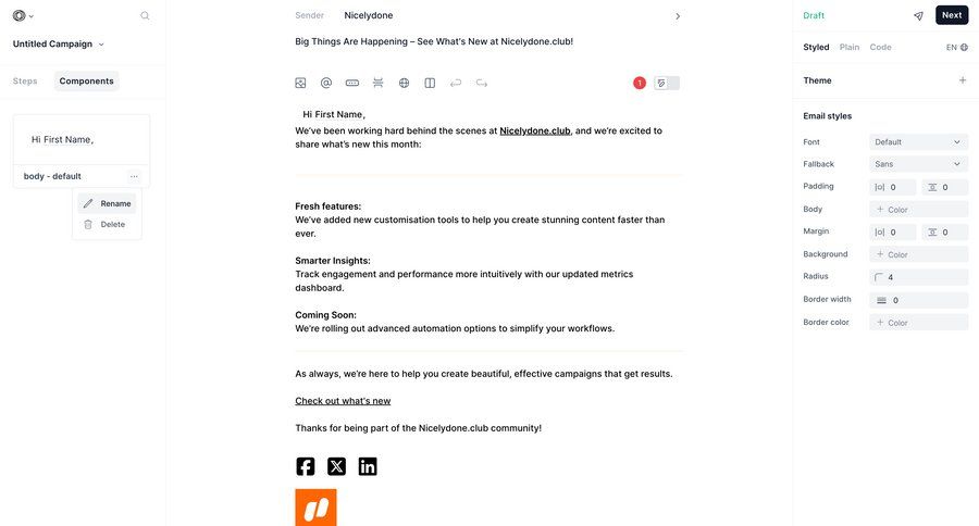 Loops screen example