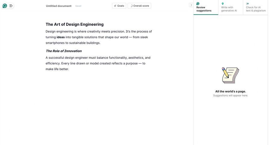 Grammarly screen example