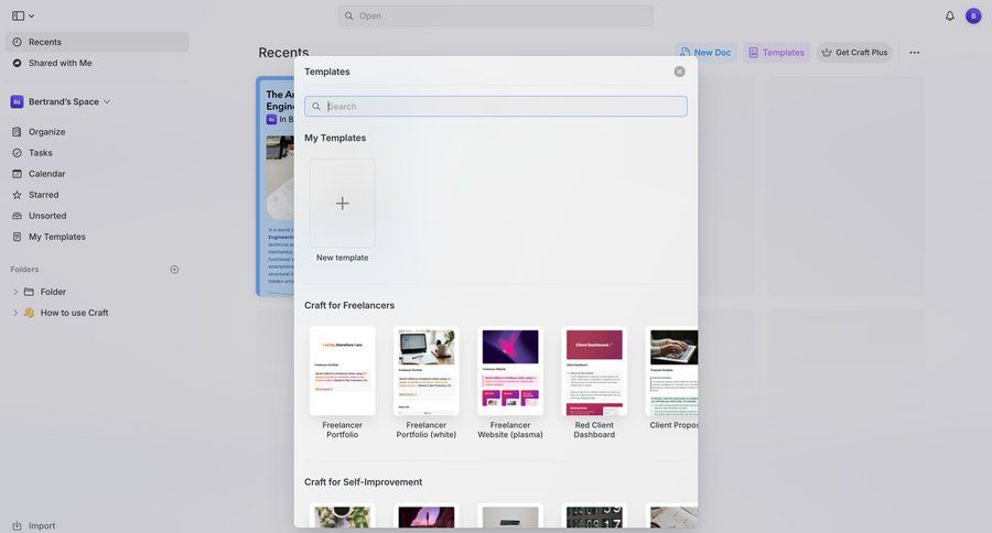 Craft screen example