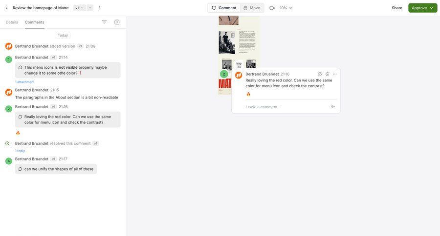 Workflow
			 collaboration attachment menu version control ui page example
