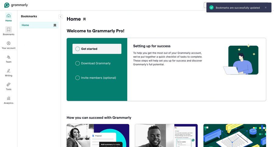 Grammarly screen example