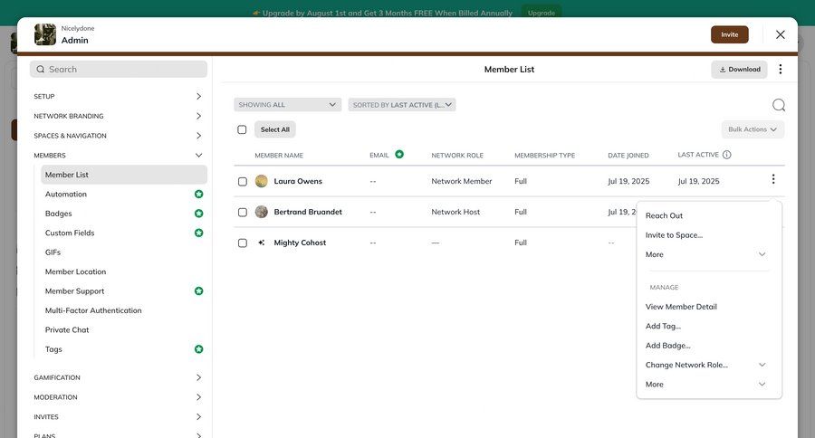 Mighty
			 user management account management grid tagging dropdown filters menu download table ui page example