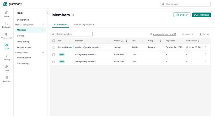 Grammarly screen example