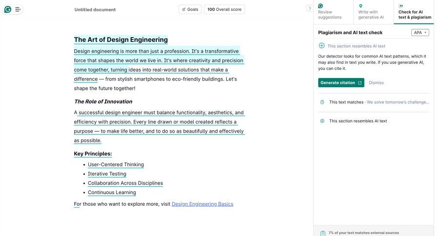 Grammarly screen example