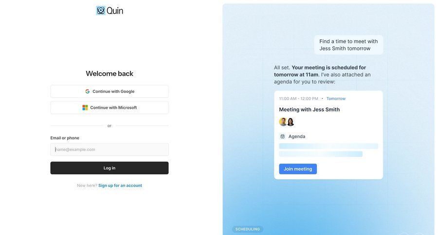 Quin
				signin page example