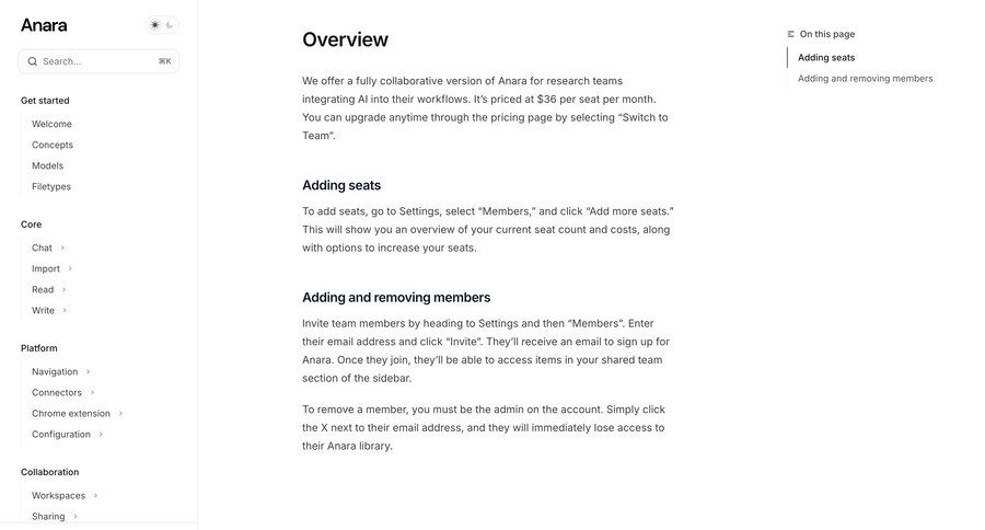 Anara
				plans & pricing (in app) ui page example