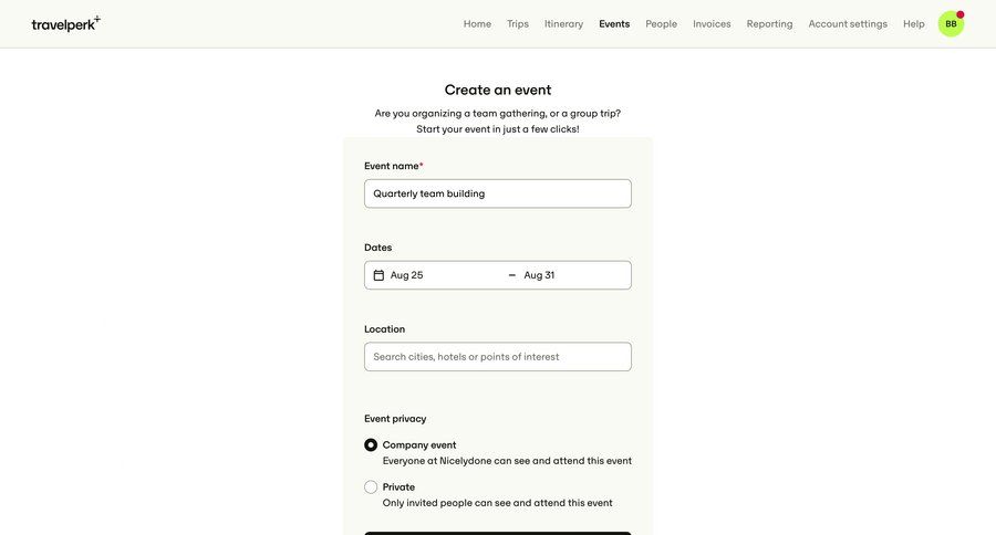 Travelperk screen example