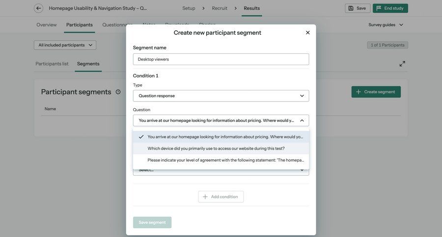 Optimal screen example