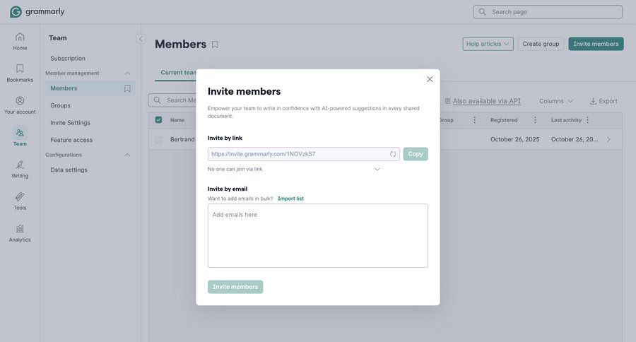 Grammarly screen example