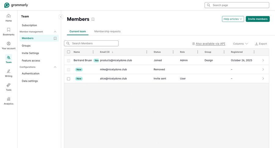 Grammarly screen example
