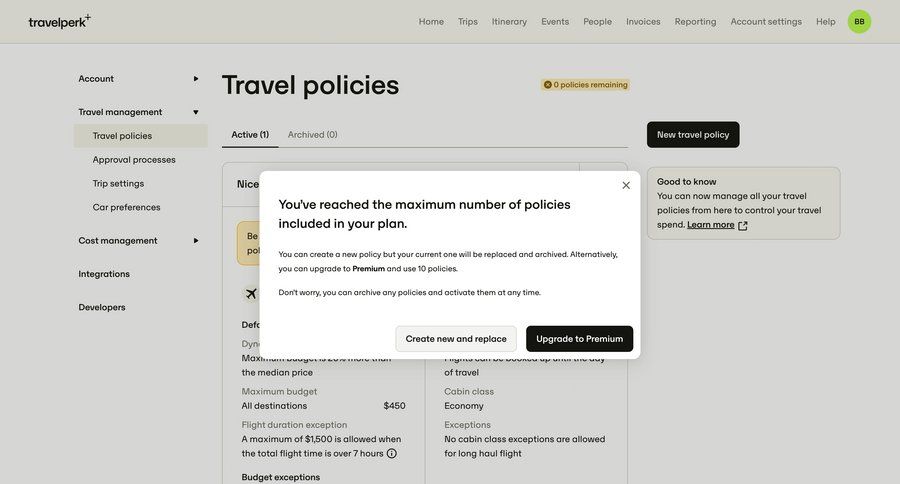 Travelperk screen example