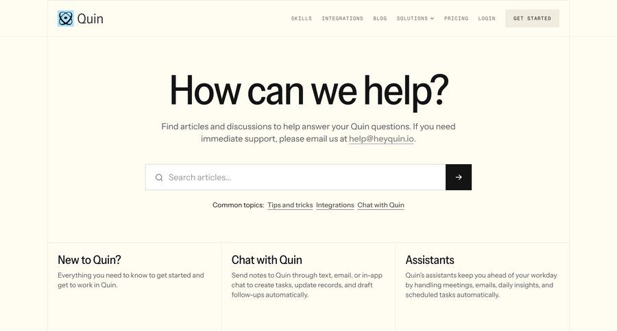 Quin
				knowledge ui page example