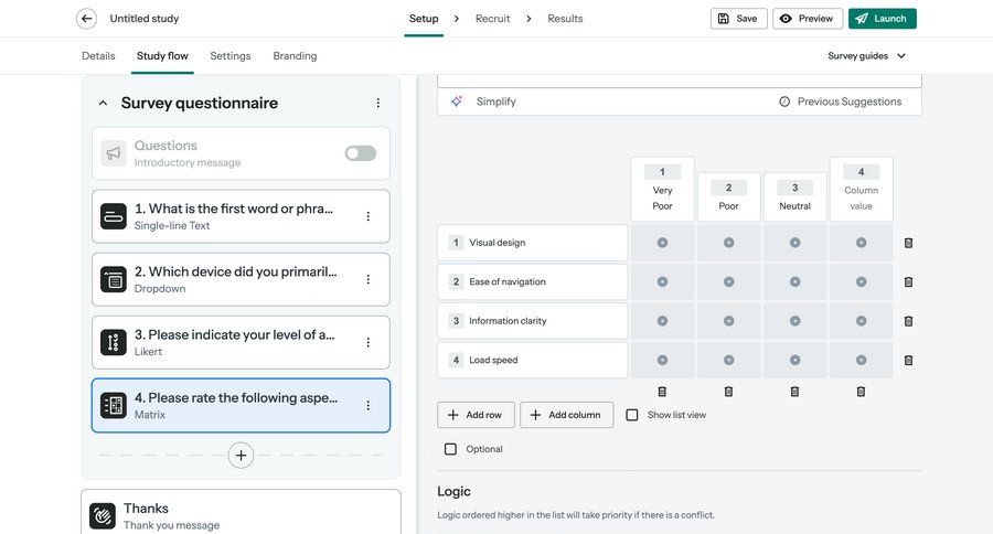 Optimal screen example