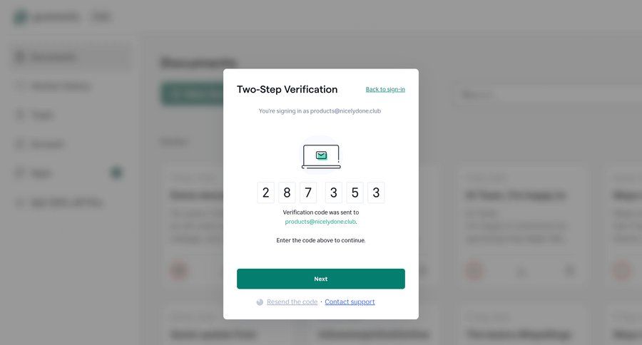 Grammarly screen example